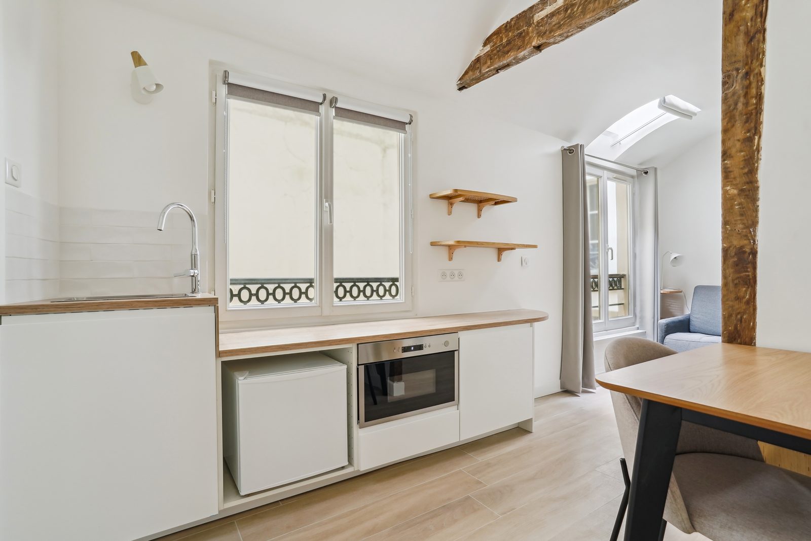Après travaux : cuisine, Studio 18 m², Paris 6e