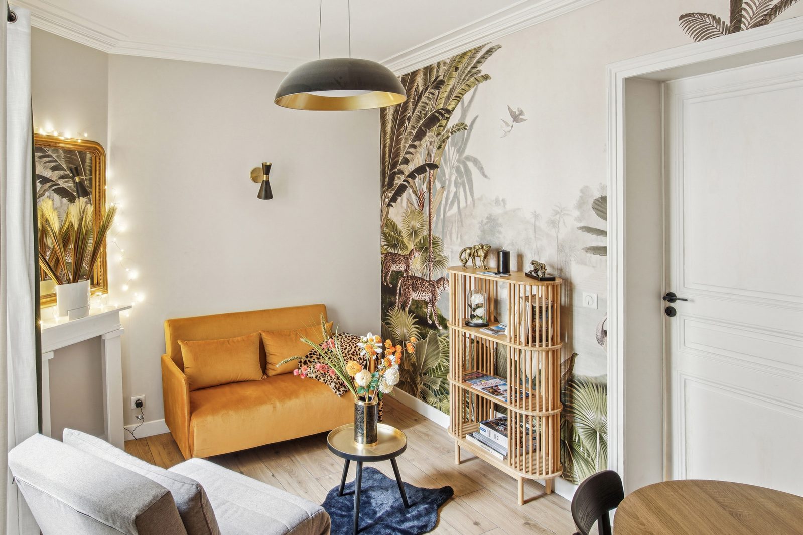 Sejour papier peint – Appartement 35 m², Paris 14e