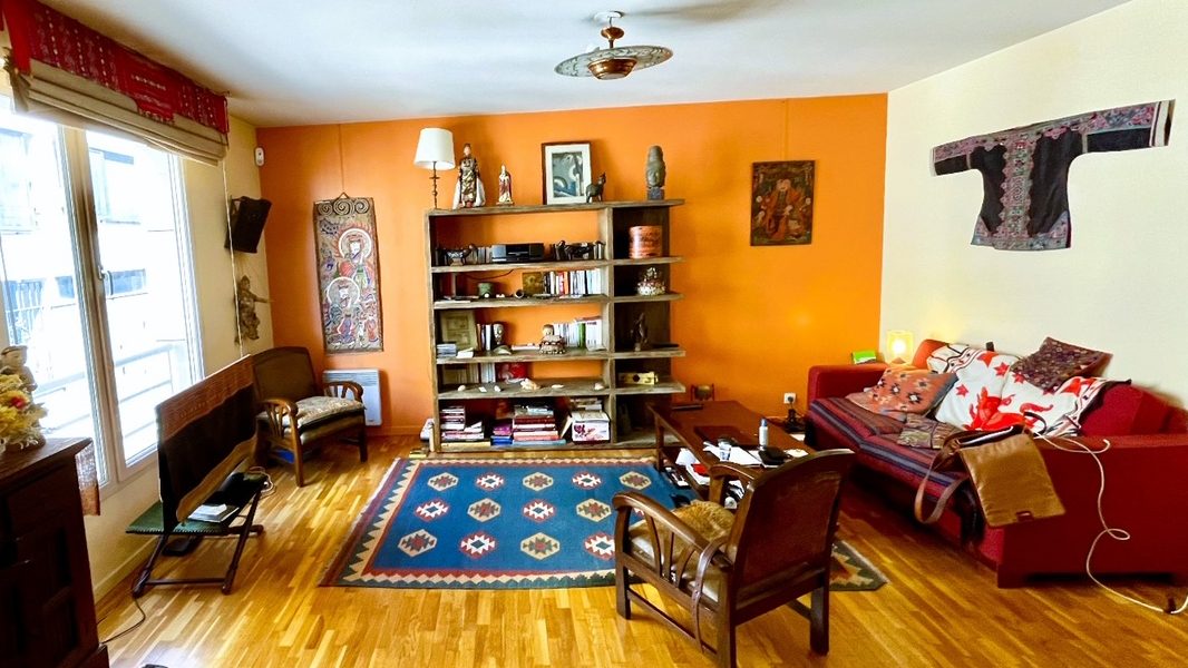 Avant travaux : séjour, Appartement 48 m², Paris 20e